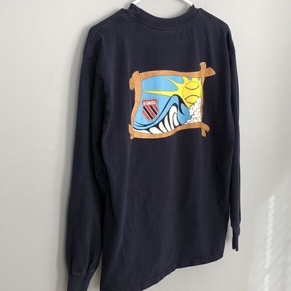 K Swiss Women’s L “National Tennis Team” Long sleeve navy heavy cotton T-shirt - Picture 7 of 7